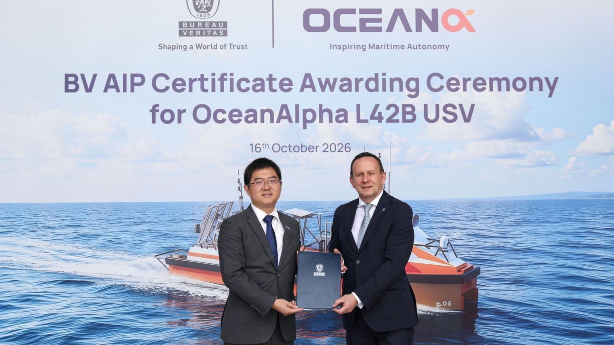 OceanAlpha L42B marine survey uncrewed surface vessel (USV) receives Bureau Veritas Approval in Principle (AiP) certificate