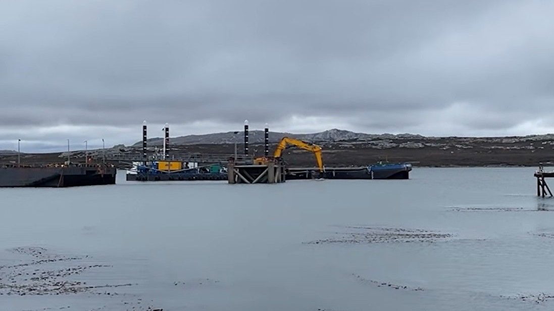 Stanley Harbor dredging begins