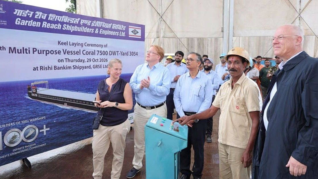 GRSE German Export Project Advances with Fifth Cargo Vessel Keel Laying