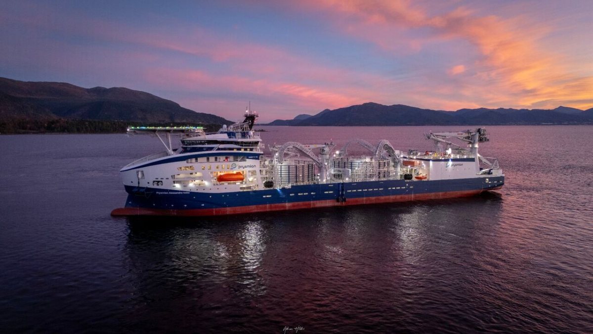 Prysmian's 193-meter CLV Alessandro Volta performing sea trials