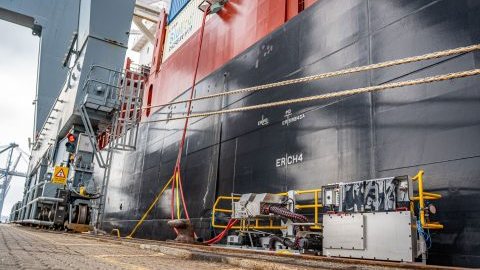 Port of Aarhus plugs first container ship into new shore power system