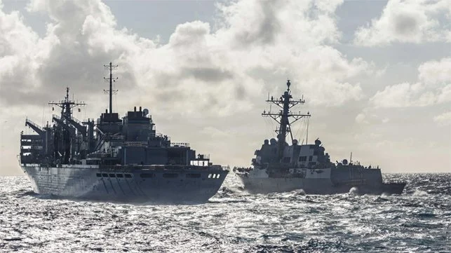 Two Injured as USN Destroyer and Supply Ship Collide During Resupply