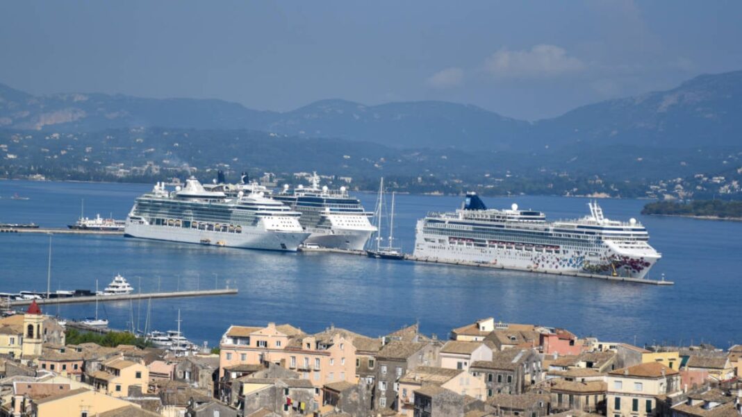 Cruise Ships Docked in Corfu, Greece