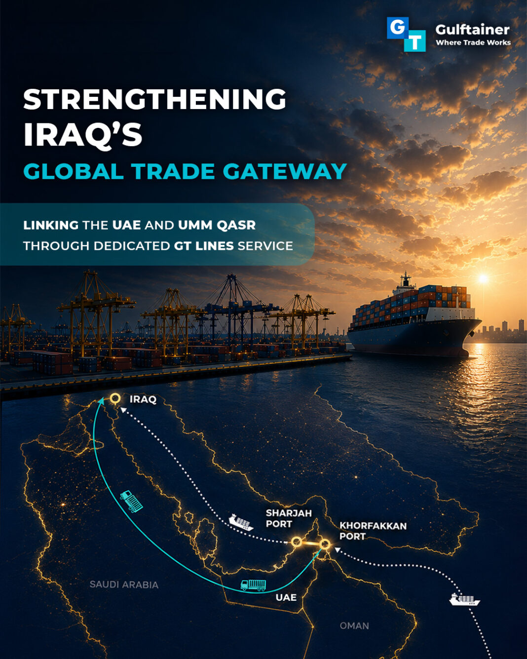 Gulftainer launches Umm Qasr feeder service Gulftainer has announced the launch a dedicated feeder service connecting the UAE and Umm Qasr operated through its shipping arm GT Lines.