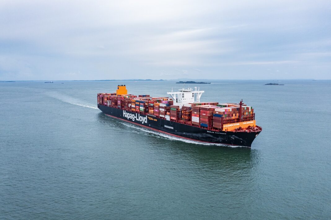 Hapag-Lloyd ship in the sea