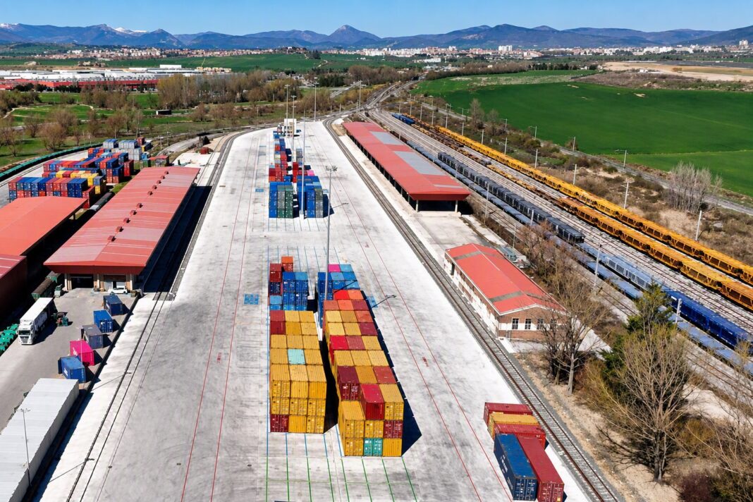 The new, expanded version of the Hutchison Ports Terminal Intermodal de Navarra. Image: ©Adif