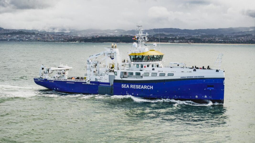 KONGSBERG equips new NIOZ research vessel with advanced ocean technology RV Anna Weber-van Bosse at the sea trials on 6 February at Vigo (Photo: ARMON)