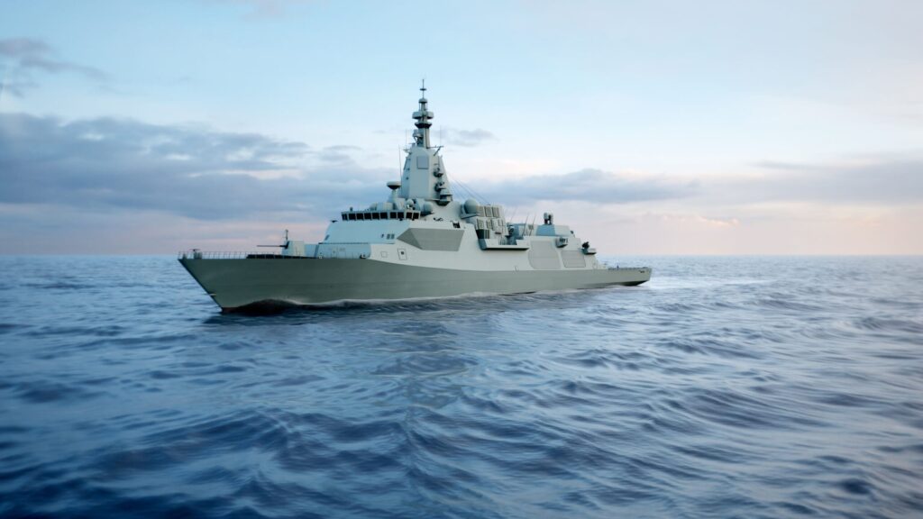 An illustration of the River-class Destroyer for the Royal Canadian Navy