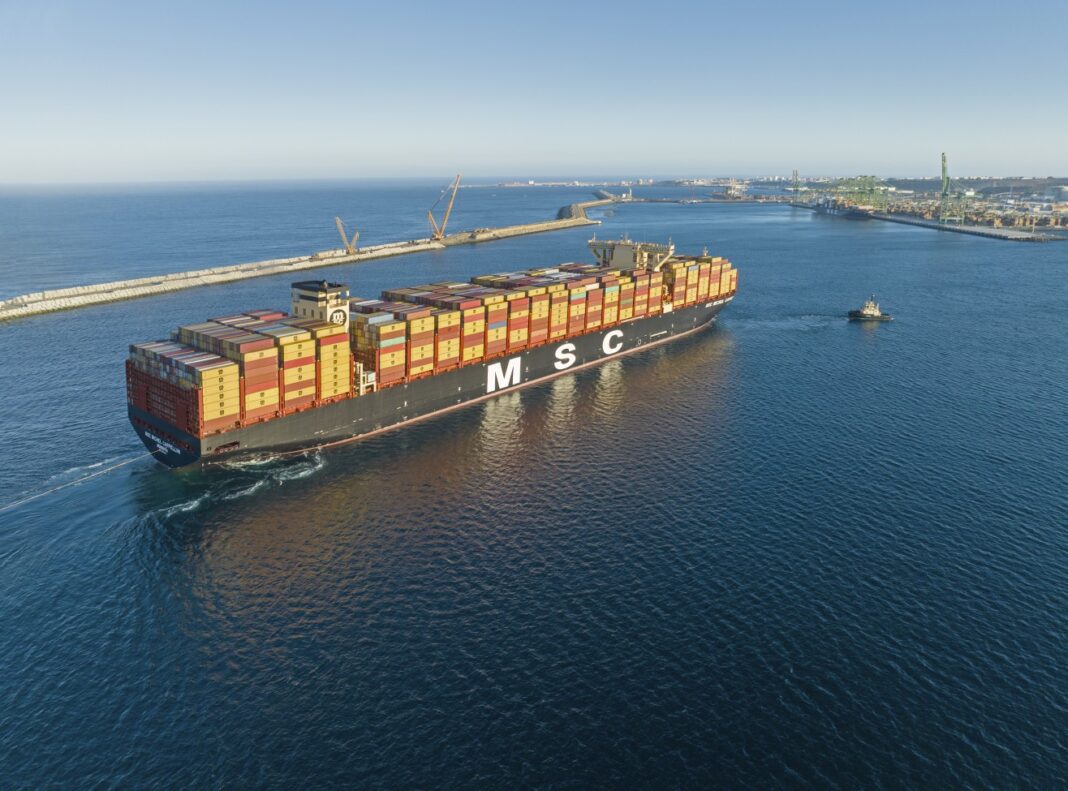 MSC introduces low water surcharge for Montreal shipments MSC Michel Cappellini approaching the terminal of Sines