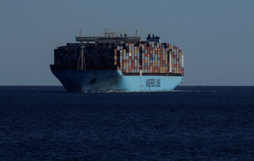 Maersk and Hapag-Lloyd Expand Suez Canal Return With AE15 Service FILE PHOTO: Containers are seen on the Maersk's Triple-E giant container ship Majestic Maersk, one of the world's largest container ships, as it sails in the Strait of Gibraltar towards the port of Algeciras, Spain January 19, 2023. REUTERS/Jon Nazca/File Photo