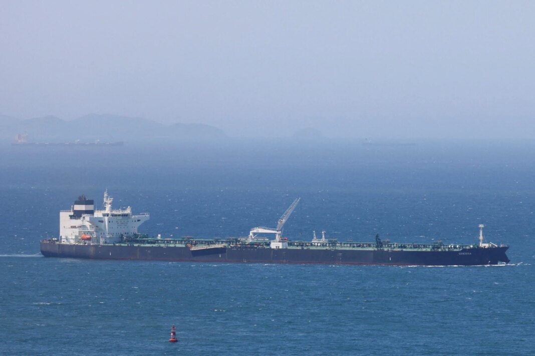 Shipping Pays the Price as the Iran-U.S. Ceasefire Unravels Crude oil tanker Odessa, carrying UAE crude after passing through the Strait of Hormuz with its Automatic Identification System transponder turned off, navigates the waters at Daesan port, where it is expected to discharge crude oil, in Seosan, South Korea, May 8, 2026