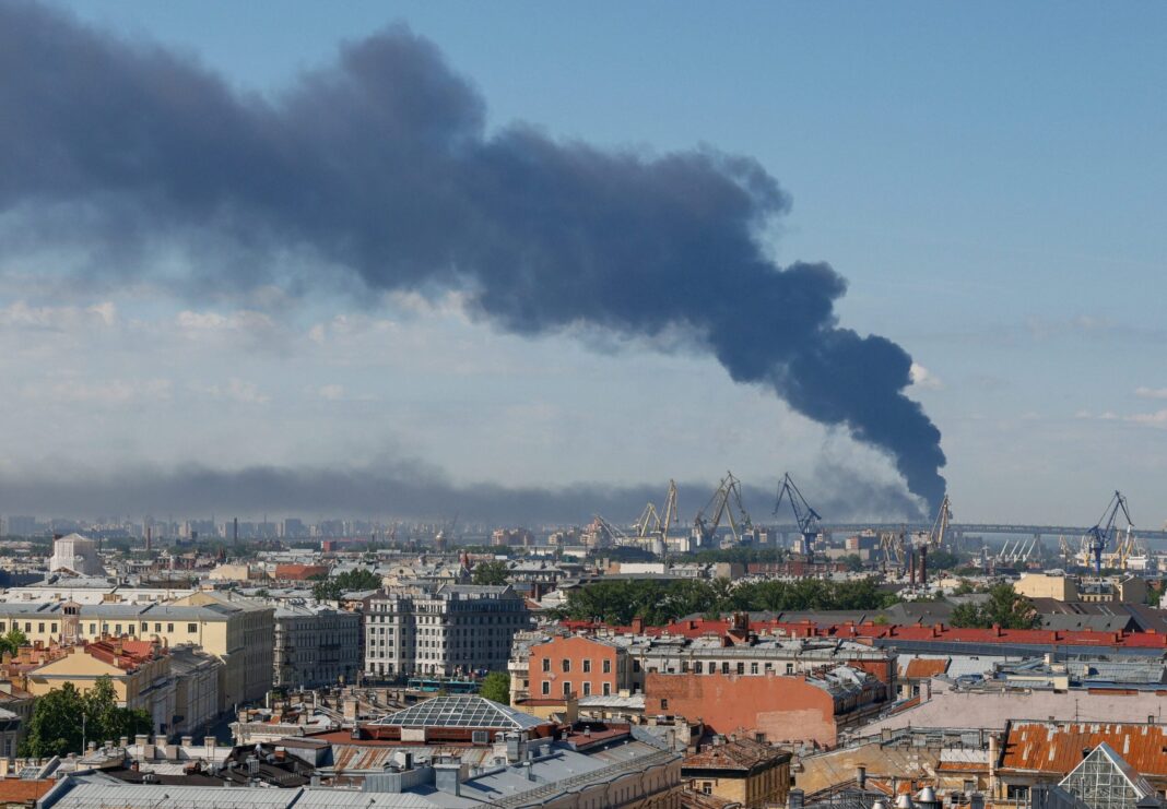 Ukrainian drones strike oil terminal in St Petersburg as Putin's 'Davos' gets under way