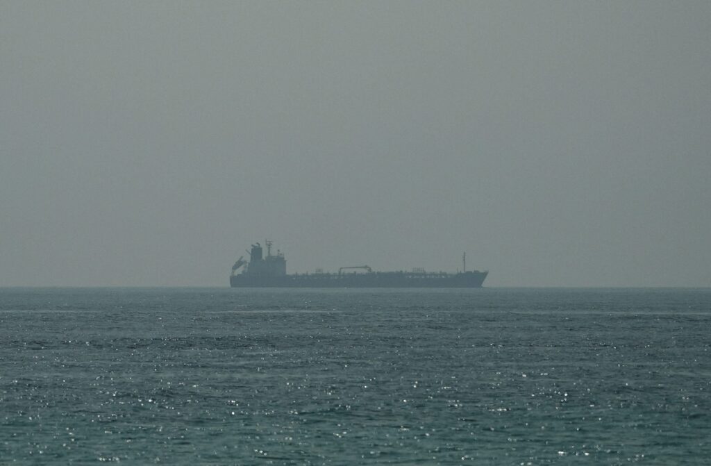 Oil tanker Al Shaffiah sails at the sea near the Omani coast, as seen from Musandam