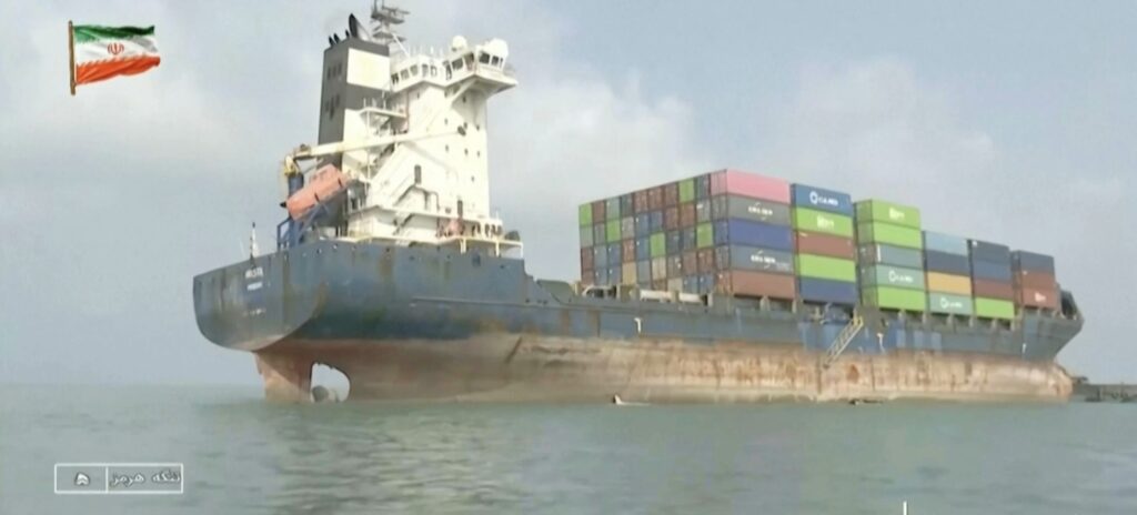 Tehran-linked ship grounded in Strait of Hormuz